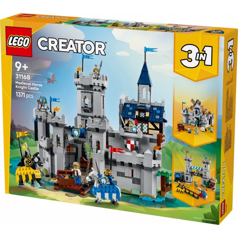 Zabawka konstrukcyjna LEGO Creator 3-w-1 Zamek Średniowiecznego Rycerza zestaw 31168 — 1371 elementów, 6 minifigurek, wiek 9+
