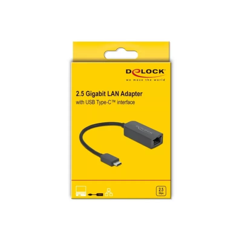 Kompaktowy adapter USB Type-C męski do 2,5 Gigabit LAN DeLOCK 66645