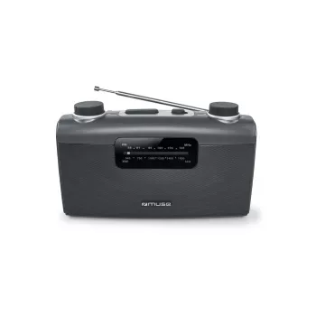Radio przenośne Muse M-058 R — AM/FM, obrotowa regulacja głośności, zasilanie bateryjne lub sieciowe (230V, 50Hz), czarno-szare