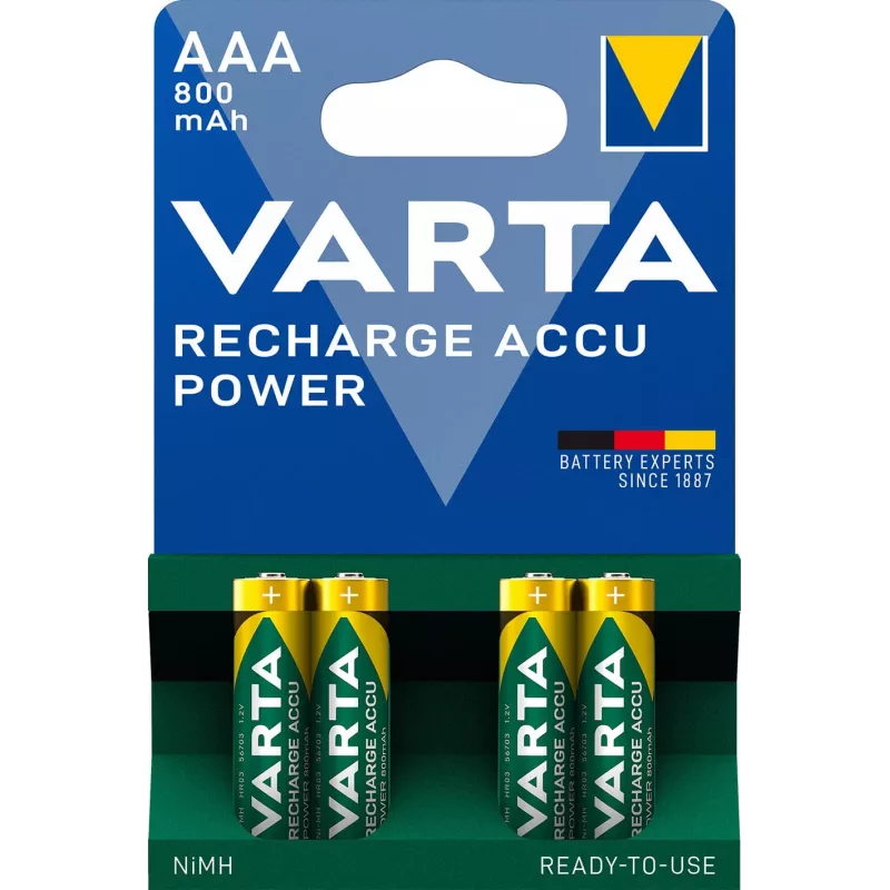 VARTA HR03 AAA Akumulator Accu Power 800 mAh 56703 Baterie ładowalne 4 szt. Zielony
