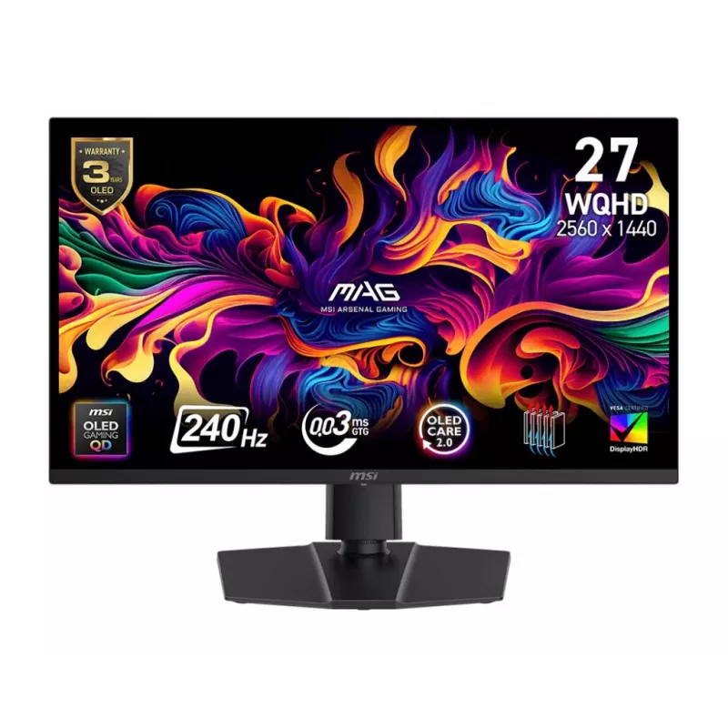 Monitor MSI MAG 273QP QD-OLED X24 26,5 inch Gaming Matowy Panel QD-OLED 2560x1440 16:9 240Hz 0,03 ms Kolor Czarny MAG273QPQD-OLEDX24
