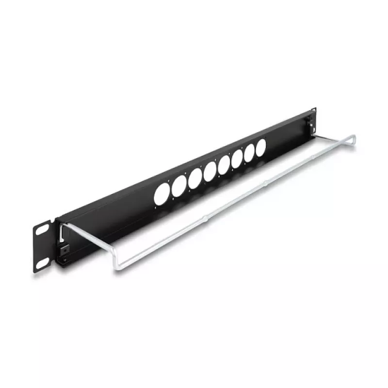 DeLOCK 67060 19-calowy panel krosowy D-Type z odciążeniem, 8-portowy centralny, 1U, czarny
