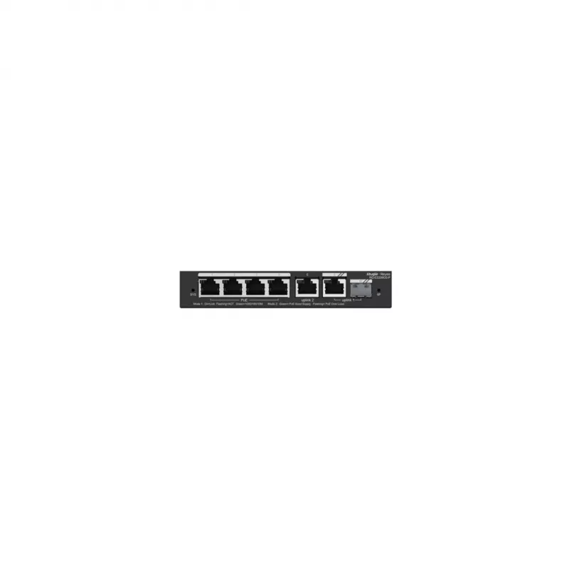 Przełącznik zarządzalny PoE RUIJIE RG-ES206GS-P — L2, 6x Gigabit RJ-45, 1x SFP, 4 porty PoE (budżet 54 W), 12 Gbit/s, zarządzany w chmurze