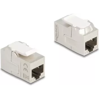 Moduł Keystone DELOCK 90718, płaskie gniazdo RJ-45, srebrno-biały, 16,3×30,6×20,5 mm