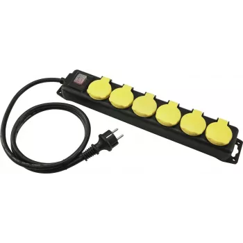 Listwa zasilająca EUROLITE 30240158 — przedłużacz z 6 gniazdami IP44 chroniącymi przed bryzgami, kabel 10 m