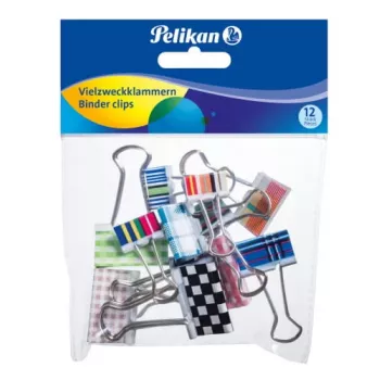 Klips do dokumentów Pelikan 700306, metalowy, różne kolory, 12 szt.