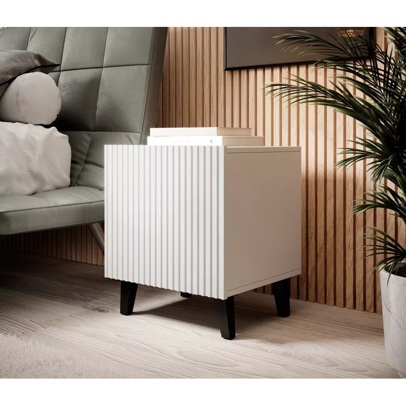 Szafka nocna cama meble PAFOS 2 szt., 45x40x51 cm, biały mat, płyta MDF/wiórowa, rama 16 mm