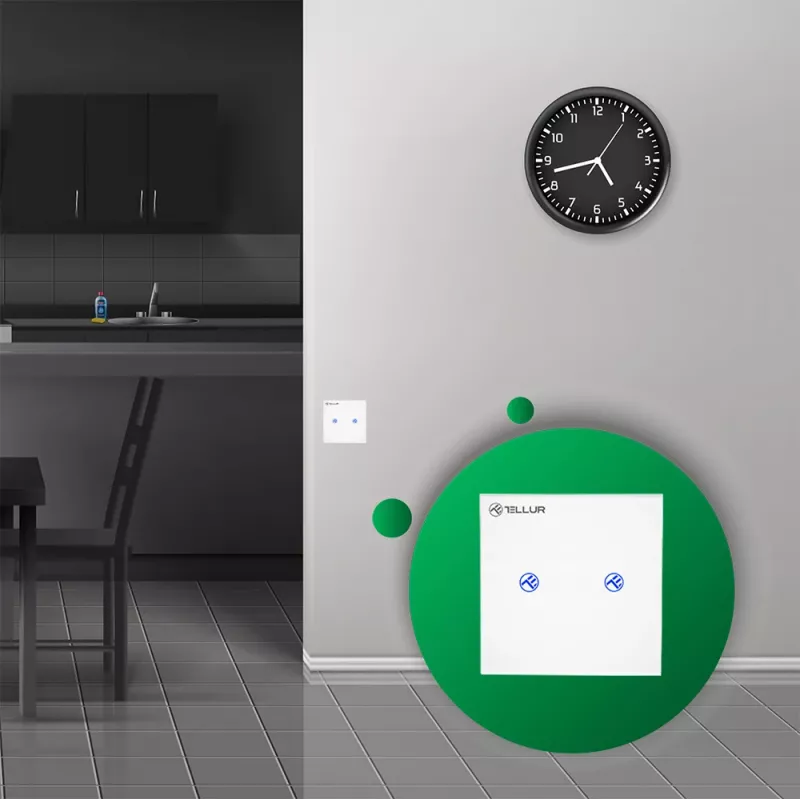 Inteligentny przełącznik WiFi Tellur SS2N — 2-portowy, łączna moc 1800 W, 10 A na kanał