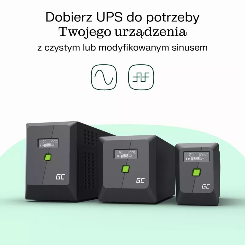 Zasilacz awaryjny (UPS) Green Cell Line-Interactive 1 kVA 600 W 4 gniazda AC