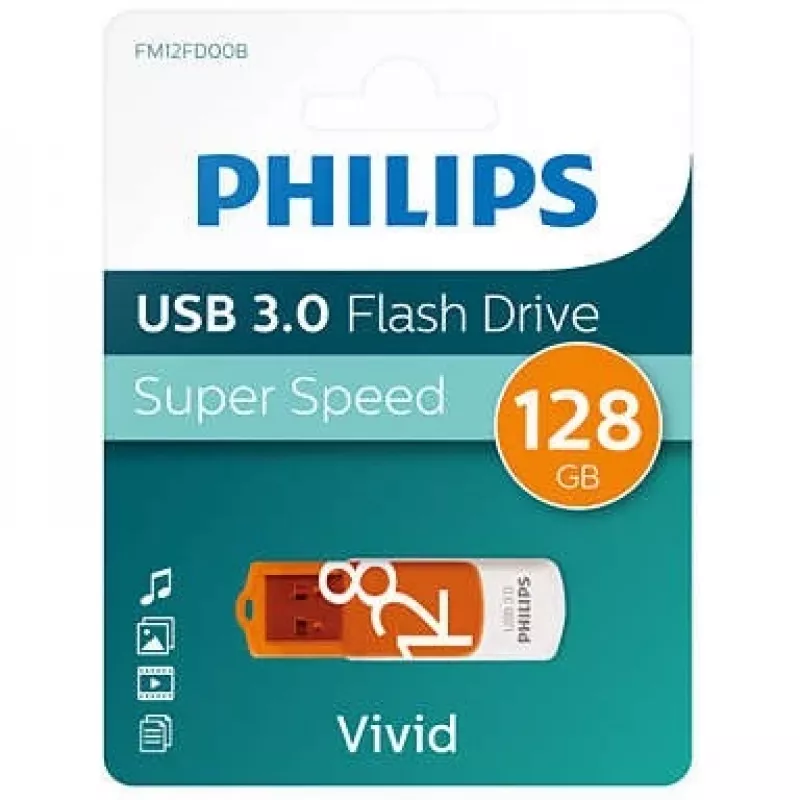 Philips FM12FD00B Pamięć USB 128 GB USB typu A 3.2 Gen 1 (3.1 Gen 1) Pomarańczowy, Biały