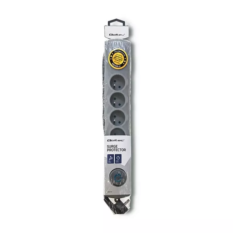 Listwa przeciwprzepięciowa QOLTEC 50199 — 6 gniazd, kabel 5 m