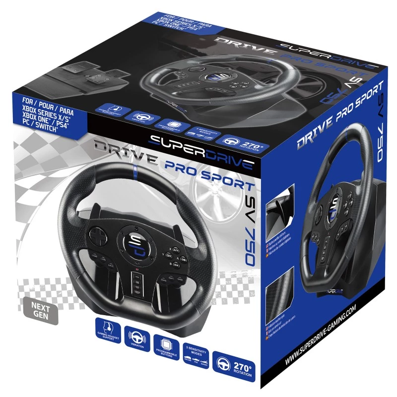 Kierownica + Pedały Subsonic SV750 Czarna Obrót 270° USB