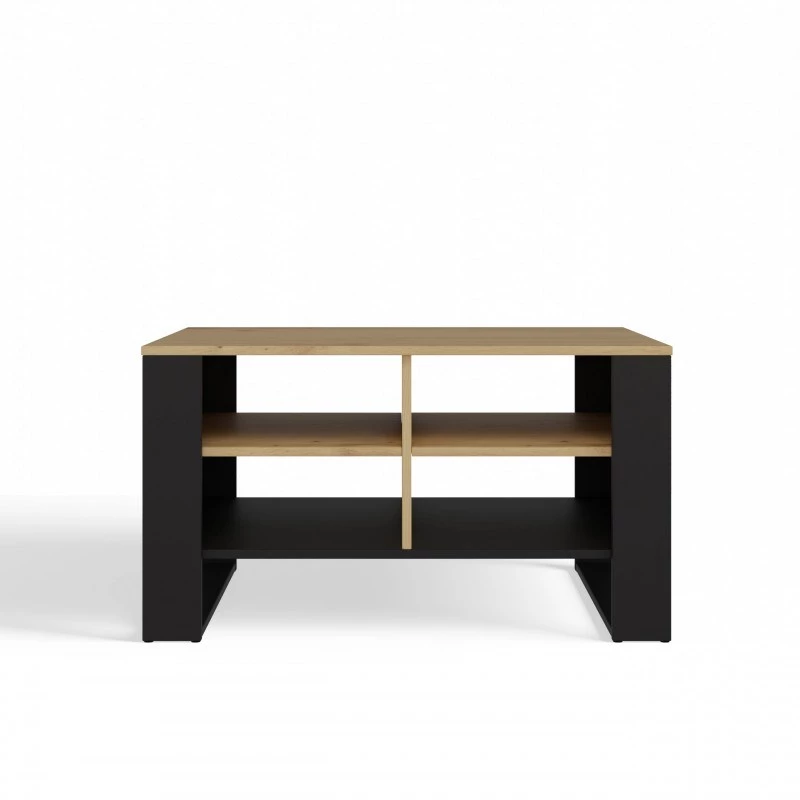 Top e shop STOLIK KAWOWY ŁAWA MODERN 4P cienki Dąb Artisan / Czarny frezy