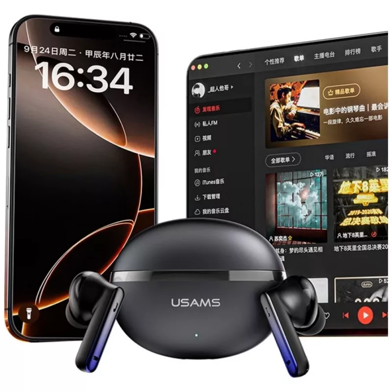 Słuchawki Bluetooth Usams TWS E02 ANC+ENC czarne