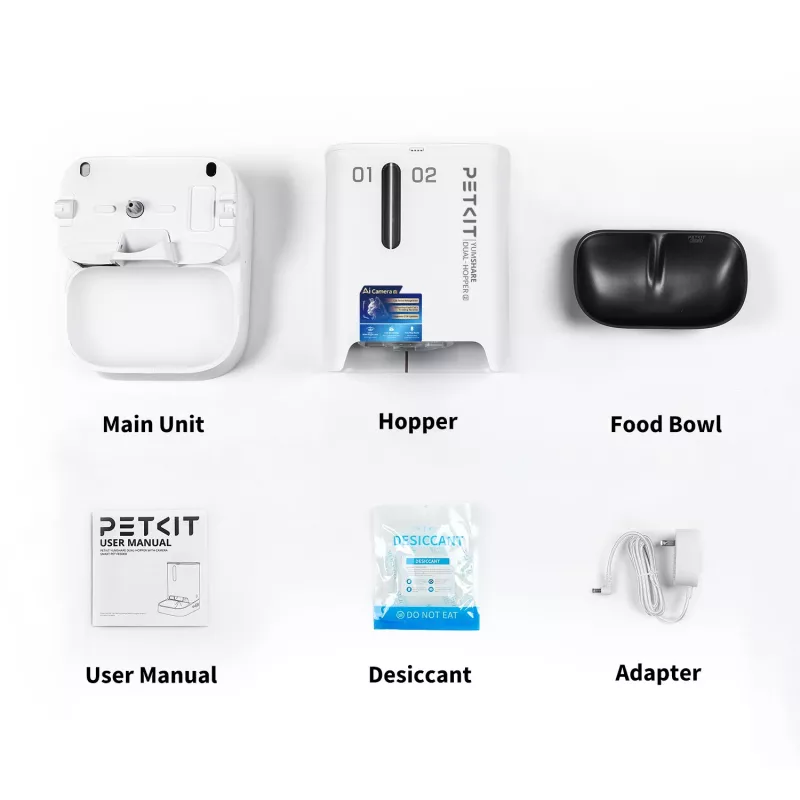 Automatyczny karmnik dla zwierząt PETKIT YumShare Dual-hopper 2 z kamerą, pojemność 5 L, ABS i stal nierdzewna 304, biały