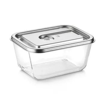 Szklany pojemnik próżniowy Caso z plastikową pokrywką | VacuBoxx Stal nierdzewna XL | Przezroczysty