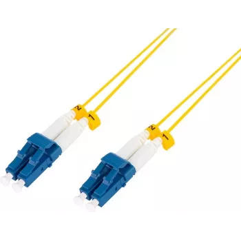 Cienki kabel światłowodowy krosowy - OS2 - LC-LC duplex - jednomodowy - żółty - 3 m