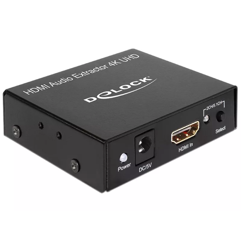 HDMI Stereo / 5.1 Channel Audio Extractor 4K, Adapter czarny