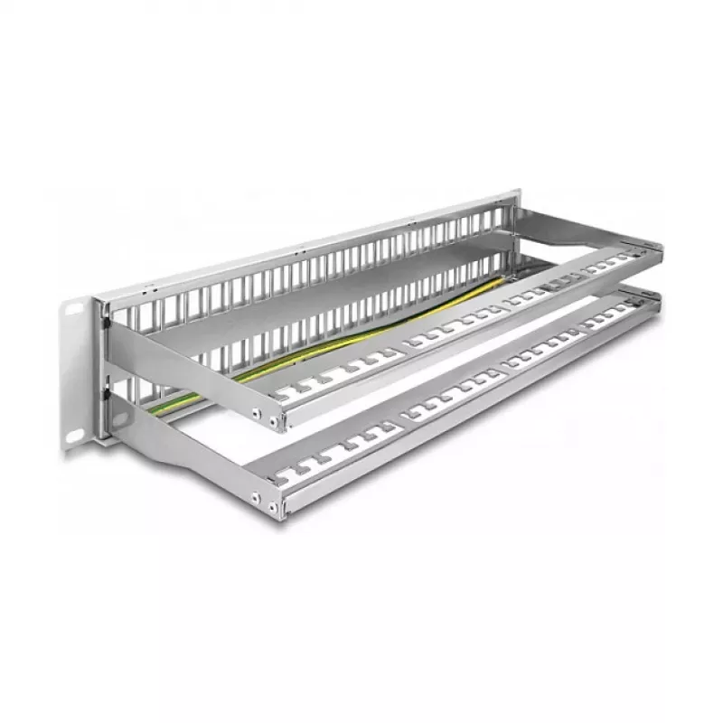 DeLOCK 19-calowy panel krosowy Keystone 48 portów z odciążkami 2U szary