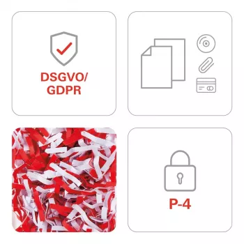 Niszczarka HSM Pure 420 — ścinkowa P-4, szerokość robocza 24 cm, pojemność 15 arkuszy, kosz 35 l, biały