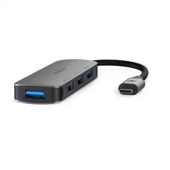Nedis koncentrator USB 1x USB-C™ - 4x USB A, 4 porty, USB 3.2 Gen1, zasilany przez USB, 5 Gb/s (CCGB64220GY01)