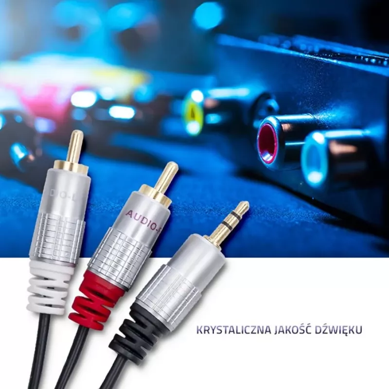 Kabel audio Qoltec 52341 3 m 2xRCA 3.5 mm czarny