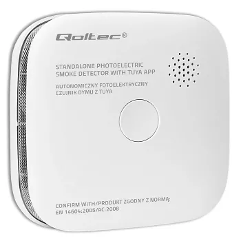 Czujnik dymu z baterią Tuya WiFi LED