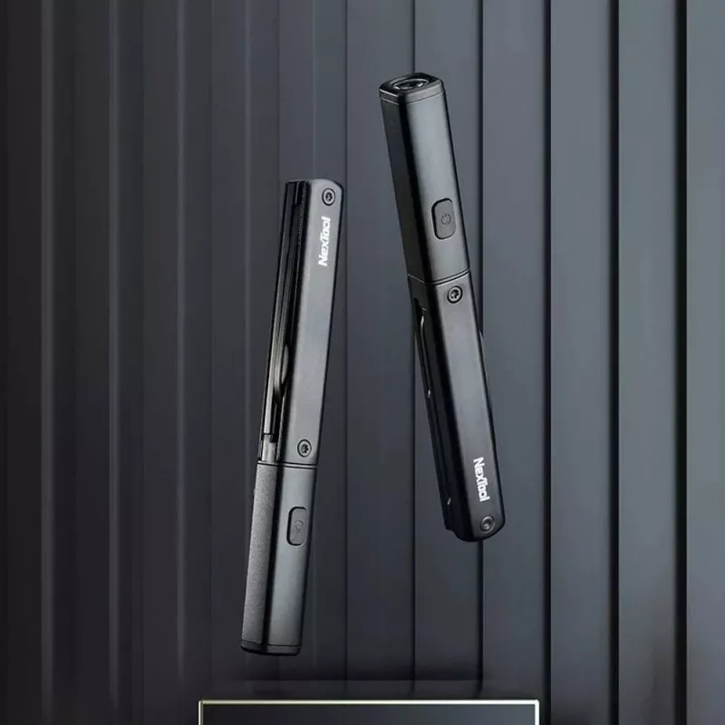 Wielofunkcyjny długopis-latarka Nextool NE20026 — LED 50 lm, czas pracy 90 min, nóż ze stali nierdzewnej, nożyczki, USB-C, aluminium, 125×15 mm, 38 g