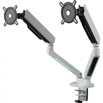 Uniwersalne podwójne ramię do monitora do gier (DM8220), uchwyt monitora biały, RGB