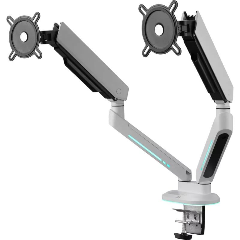Uniwersalne podwójne ramię do monitora do gier (DM8220), uchwyt monitora biały, RGB