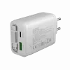 Ładowarka CANYON OnCharge 65RC z wbudowanym kablem USB-C 65W, 1x PD, 1x QC, wtyczka EU, biała