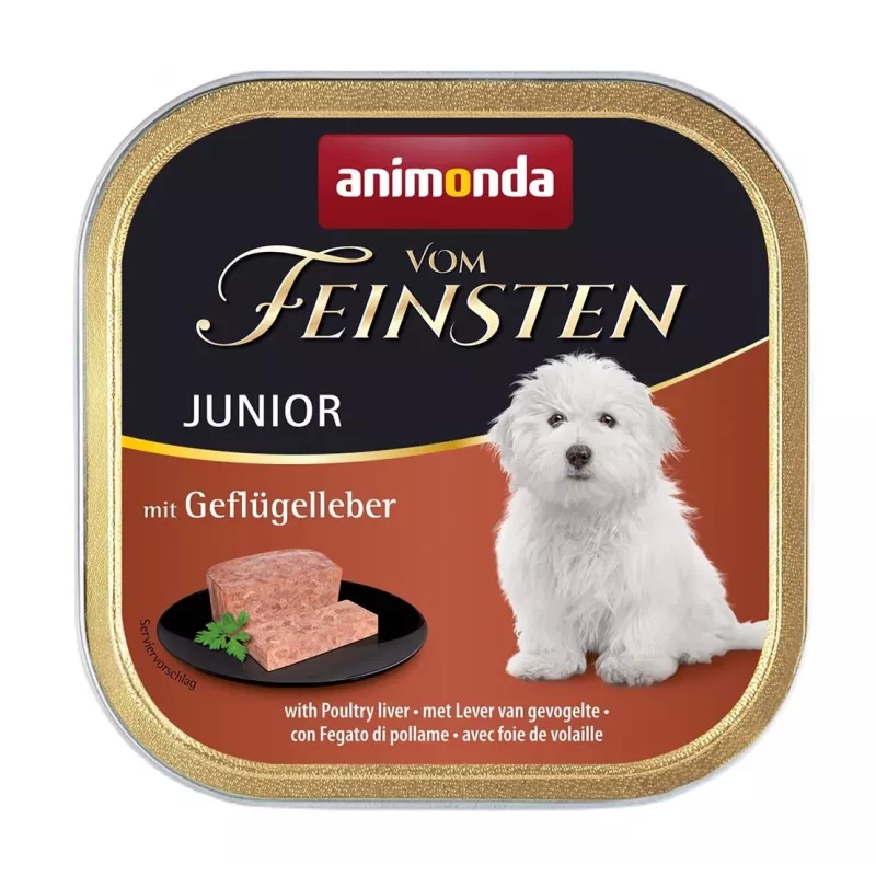 Mokra karma dla psa Animonda Vom Feinsten Junior z wątróbką drobiową 150 g, 10% białka, 7% tłuszczu