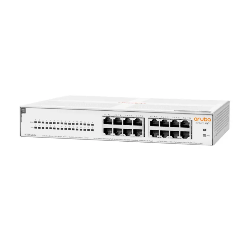 HPE Aruba Networking Aruba Instant On 1430 16G Class4 PoE 124W Niezarządzalny L2 Gigabit Ethernet (10/100/1000) Power over Ethernet (PoE) 1U Biały