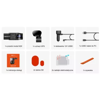 Car dash cam VANTRUE N2X LTE — 2.7K Ultra HD, SONY STARVIS 2 IMX675 main, 158° F/1.8, 2-channel, GPS, Wi‑Fi, IPS 2 inch display