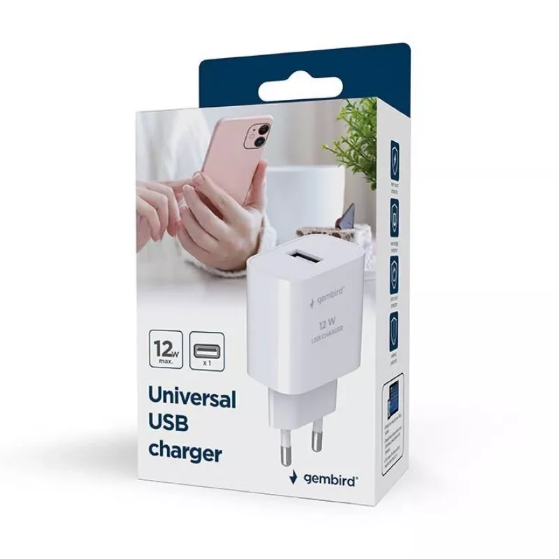 ŁADOWARKA USB UNIWERSALNA 2.4A/CZARNA TA-UC-1A12-01-BK GEMBIRD