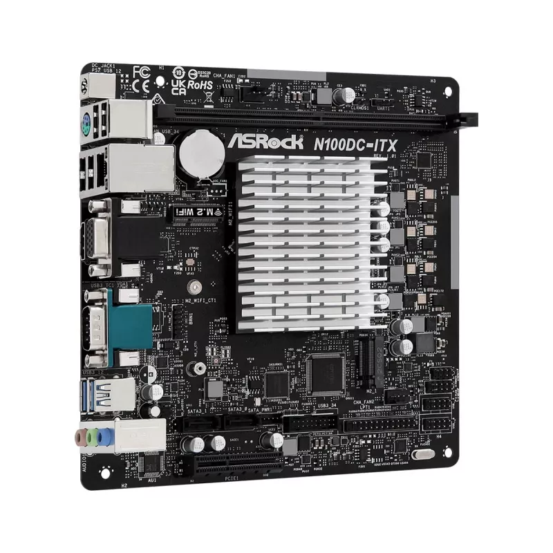 ASRock N100DC-ITX - Intel Quad-Core Processor N100 (do 3,4 GHz) DDR4- 2 SATA3, obsługa Intel Turbo Boost Technology, Mini ITX (280) płyta główna