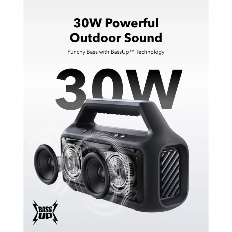Przenośny głośnik stereo Anker Soundcore Boom 2 SE — 2.0 kanały, 30 W RMS, bezprzewodowy, czarny