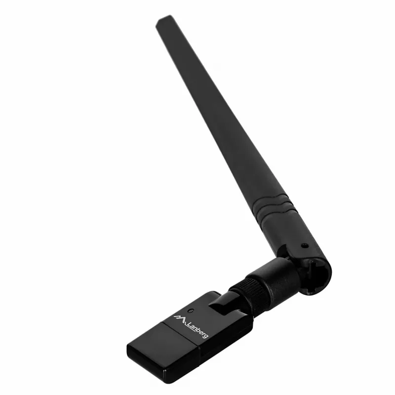 Adapter USB Wi‑Fi LANBERG NC-0300-WIE, USB 2.0, dwie zewnętrzne anteny 5 dBi, WLAN 300 Mbps, Ethernet/WLAN, czarny