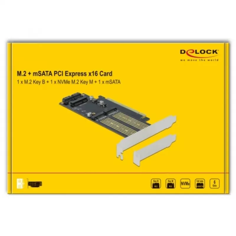 DeLOCK - Speicher-Controller - mSATA, M.2 - M.2 Card / mSATA Low-Profile - SATA 6Gb/s, PCIe 4,0 x16 (90486)
