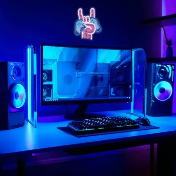 Neon Lights MANTA SNL109MT Ręka z gamepadem - neon, dekoracyjne oświetlenie LED do stanowiska gamingowego