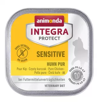 Mokra karma dla kota Animonda Integra Protect Sensitive Pure Chicken 100 g, bezzbożowa, bezglutenowa, dla dorosłych kotów, wsparcie alergii