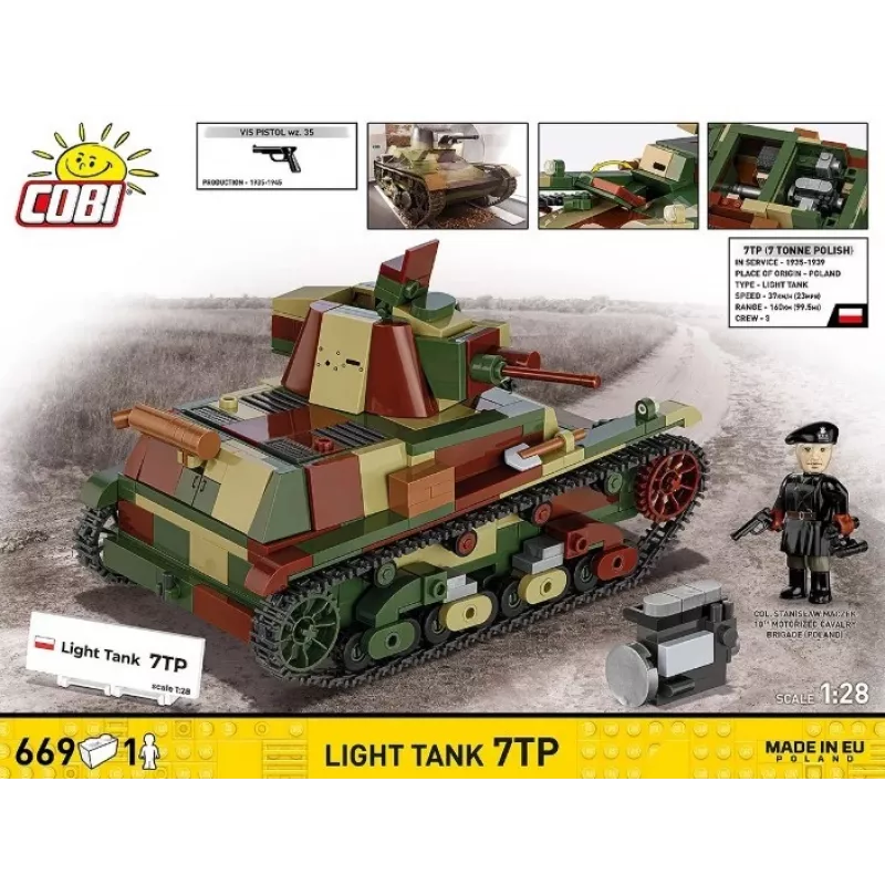 Klocki konstrukcyjne Cobi czołg lekki 7TP, 669 elementów, COBI-2661