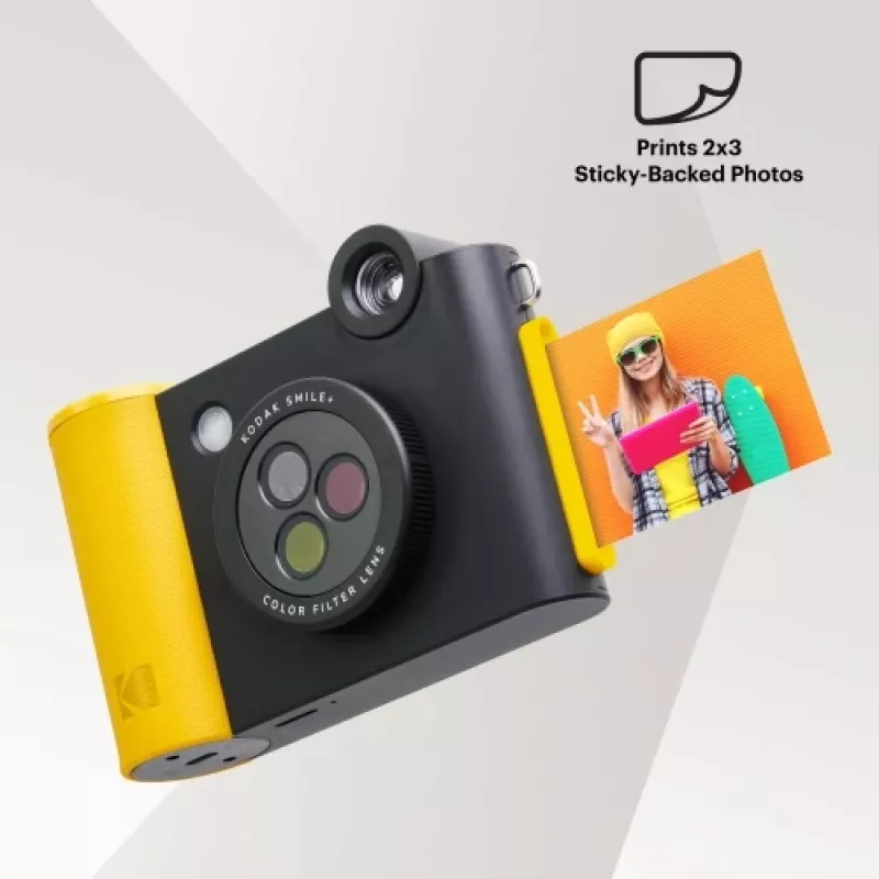 Natychmiastowy aparat fotograficzny Kodak SMILE+ 2x3 Czarny — przenośny aparat do zdjęć natychmiastowych z wydrukami 2×3