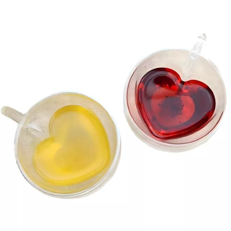 Extralink Home Kubek miłości w kształcie serca, podwójna ścianka, szklany kubek odporny na ciepło 250ml