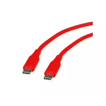 ROLINE Kabel USB 2.0 C-C ST/ST silikonowy 60W 1m czerwony - Kabel - Cyfrowy/Dane (11.02.9121)