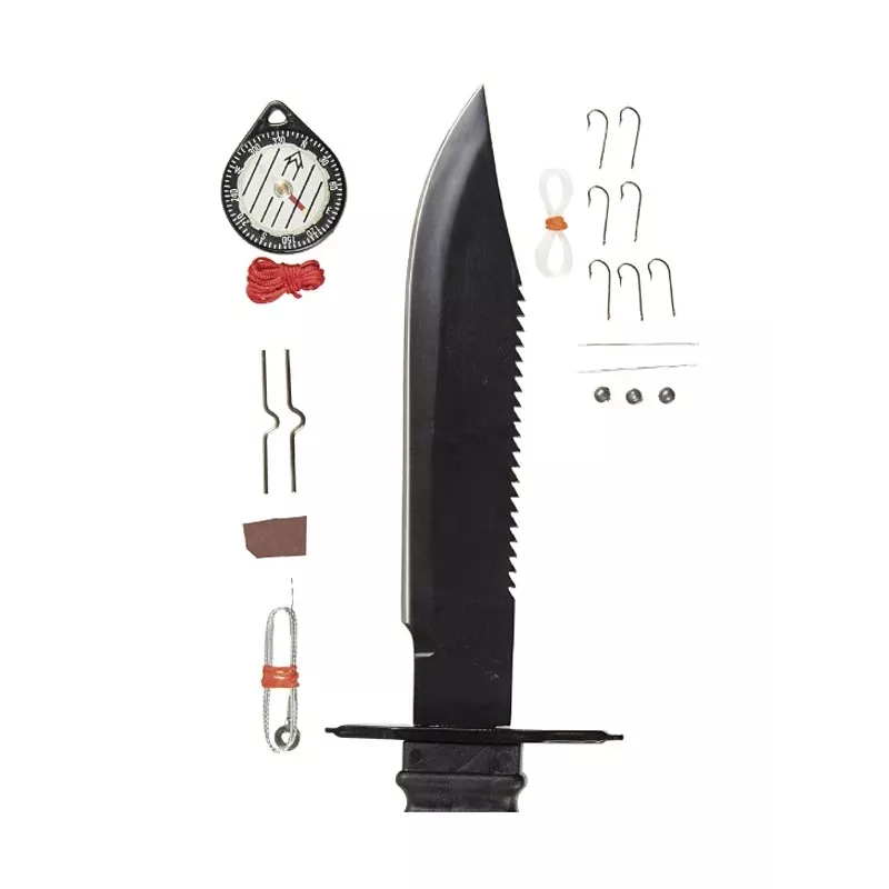 Nóż survivalowy z ostrzem stałym Mil-Tec Special Forces 15368000 — stal nierdzewna, pełny trzpień, długość całkowita 310 mm, ostrze 185 mm, czarny