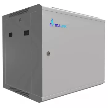 Extralink Szafa rack 9U 600x450 ASP szary, montaż na ścianie, metalowe drzwi