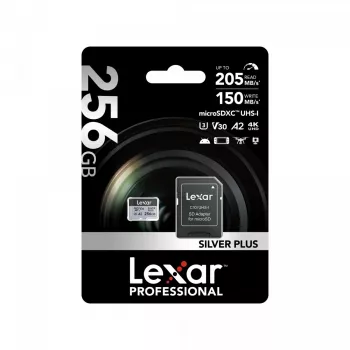 Karta pamięci microSD 256 GB C10 A2 U3 V30 205/150 MB/s Silver Plus