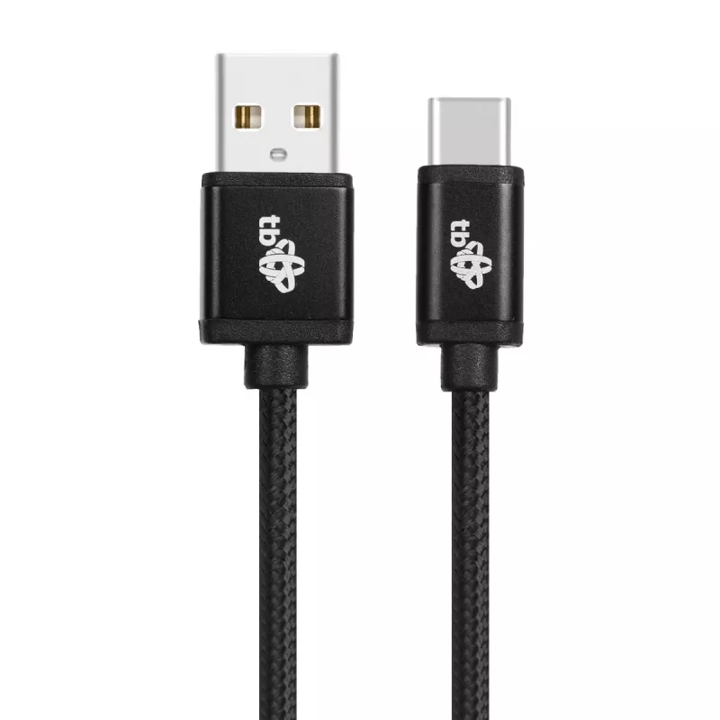 Kabel USB - USB C 3 m, czarny, taśma