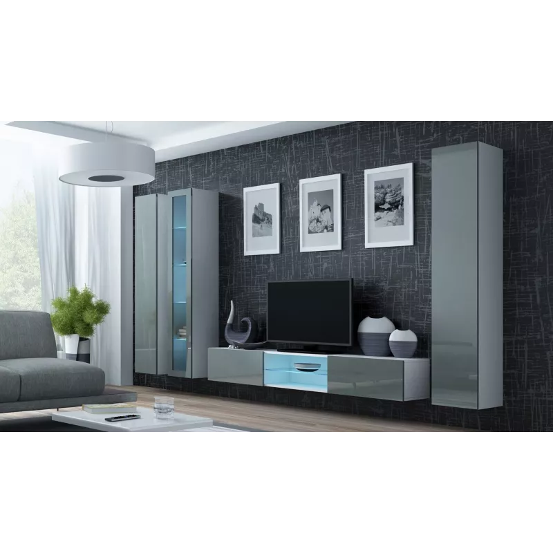 Cama Witryna VIGO '180' 180/40/30 biały/szary połysk